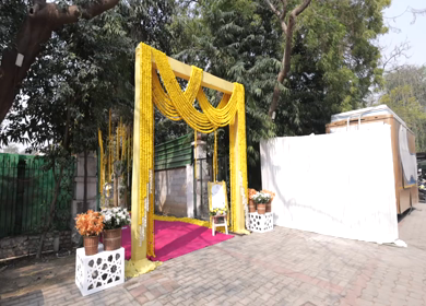 9th February, 2024 : A shot of Indian Wedding venue decorated at New Delhi, India