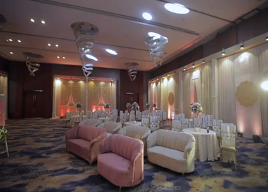 A Slow Motion Shot of an Indian Wedding Venue Decoration in India