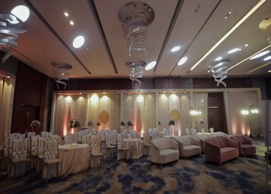 A Slow Motion Shot of an Indian Wedding Venue Decoration in India