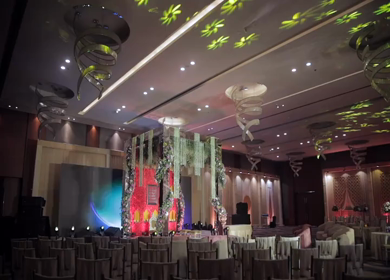 A Slow Motion Shot of an Indian Wedding Venue Decoration in India