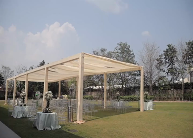 A Slow Motion Shot of an Indian Wedding Venue Decoration in India