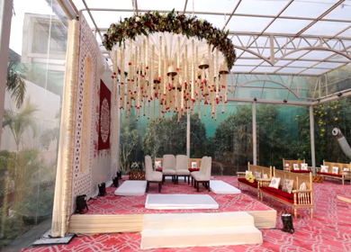 9th February, 2024 : A shot of Indian Wedding venue decorated at New Delhi, India
