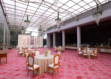 9th February, 2024 : A shot of Indian Wedding venue decorated at New Delhi, India