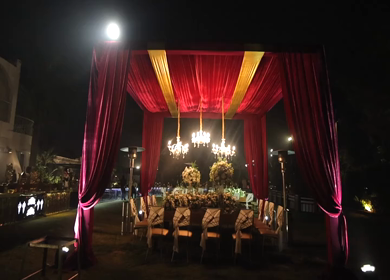 9th February, 2024 : A shot of Indian Wedding venue decorated at New Delhi, India