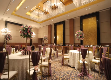 New Delhi, NCR, India 9th February, 2024 : A shot of Indian Wedding venue decorated at New Delhi, India