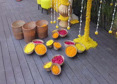 A Slow Motion Shot of an Indian Wedding Venue Decoration in India