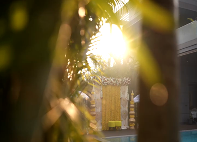 A Slow Motion Shot of an Indian Wedding Venue Decoration in India