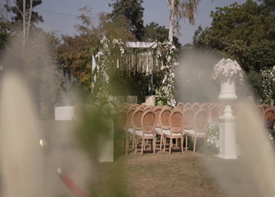 A Slow Motion Shot of an Indian Wedding Venue Decoration in India