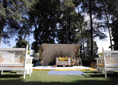 A Slow Motion Shot of an Indian Wedding Venue Decoration at Mussoorie,Uttarakhand in India