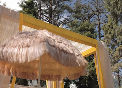 A Slow Motion Shot of an Indian Wedding Venue Decoration at Mussoorie,Uttarakhand in India