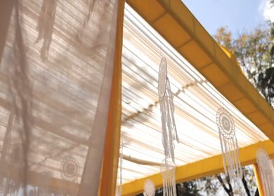 A Slow Motion Shot of an Indian Wedding Venue Decoration at Mussoorie,Uttarakhand in India