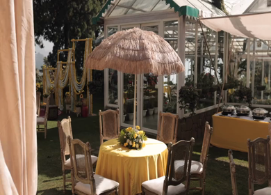 A Slow Motion Shot of an Indian Wedding Venue Decoration at Mussoorie,Uttarakhand in India