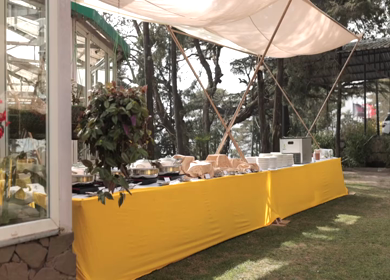 A Slow Motion Shot of an Indian Wedding Venue Decoration at Mussoorie,Uttarakhand in India