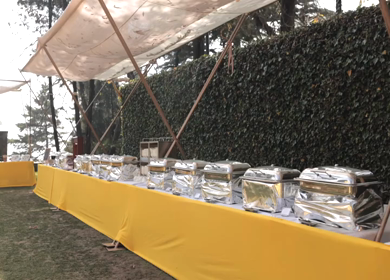 A Slow Motion Shot of an Indian Wedding Venue Decoration at Mussoorie,Uttarakhand in India