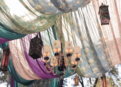 A Slow Motion Shot of an Indian Wedding Venue Decoration at Mussoorie,Uttarakhand in India