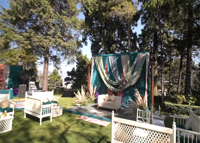 A Slow Motion Shot of an Indian Wedding Venue Decoration at Mussoorie,Uttarakhand in India