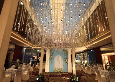 A Slow Motion Shot of an Indian Wedding Venue Decoration in India