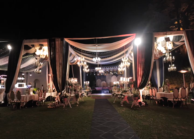 A Slow Motion Shot of an Indian Wedding Venue Decoration in India