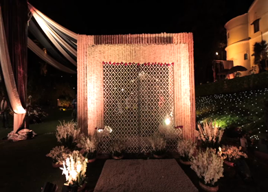 A Slow Motion Shot of an Indian Wedding Venue Decoration in India
