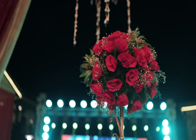 A Slow Motion Shot of an Indian Wedding Venue Decoration in India