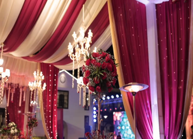A Slow Motion Shot of an Indian Wedding Venue Decoration in India