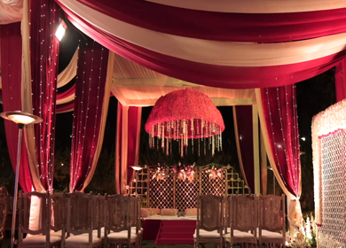 A Slow Motion Shot of an Indian Wedding Venue Decoration in India