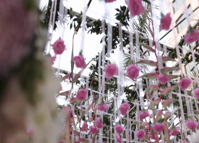 A Slow Motion Shot of an Indian Wedding Venue Decoration in India