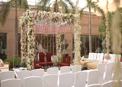 A Slow Motion Shot of an Indian Wedding Venue Decoration in India