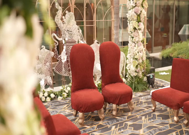A Slow Motion Shot of an Indian Wedding Venue Decoration in India