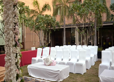 A Slow Motion Shot of an Indian Wedding Venue Decoration in India