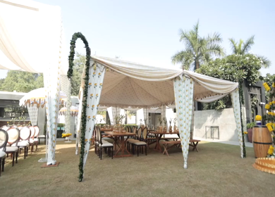 A Slow Motion Shot of an Indian Wedding Venue Decoration in India
