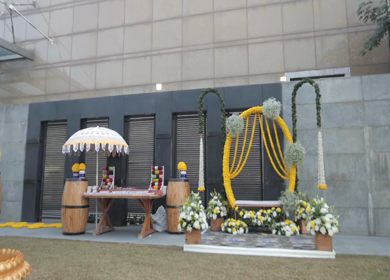 A Slow Motion Shot of an Indian Wedding Venue Decoration in India