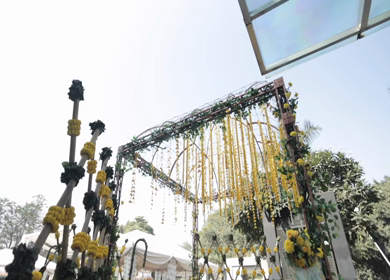 A Slow Motion Shot of an Indian Wedding Venue Decoration in India