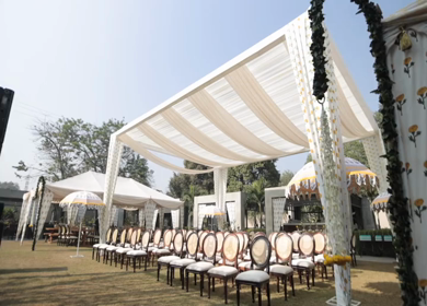 A Slow Motion Shot of an Indian Wedding Venue Decoration in India