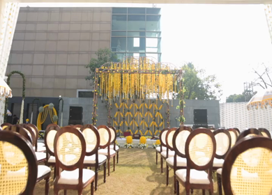 A Slow Motion Shot of an Indian Wedding Venue Decoration in India