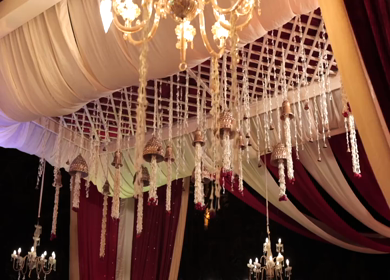 A Slow Motion Shot of an Indian Wedding Venue Decoration in India