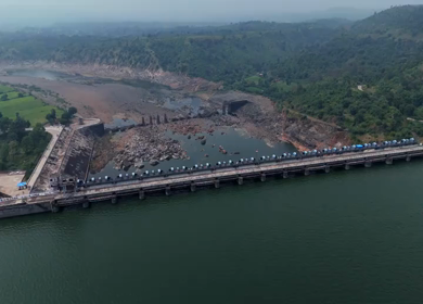 Aerial Drone Shot of Mahi Dam, Udaipur, Rajasthan, India