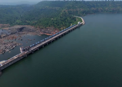 Aerial Drone Shot of Mahi Dam, Udaipur, Rajasthan, India