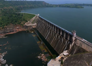 Aerial Drone Shot of Mahi Dam, Udaipur, Rajasthan, India