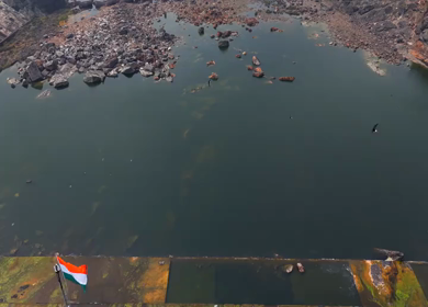 Aerial Drone Shot of Mahi Dam, Udaipur, Rajasthan, India