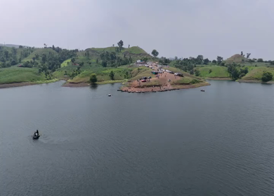 Aerial Drone View of Banswara Lakes and Islands, Rajasthan, India