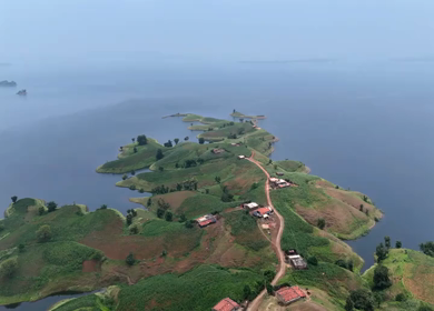 Aerial Drone View of Banswara Lakes and Islands, Rajasthan, India