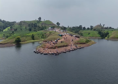 Aerial Drone View of Banswara Lakes and Islands, Rajasthan, India