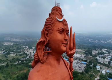 Aerial Drone View of Statue of Belief,  the world’s tallest Shiva statue, Rajasthan, India