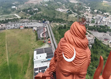 Aerial Drone View of Statue of Belief,  the world’s tallest Shiva statue, Rajasthan, India