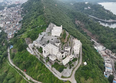 Aerial Drone View of Udaipur City, Rajasthan, India