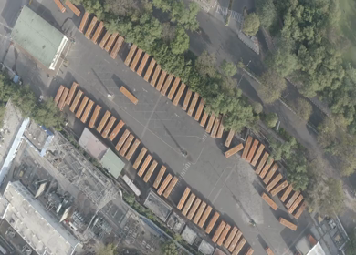 An aerial shot of Empty Roads of New Delhi during Covid-19 Lockdown, India