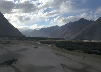An aerial shot of Leh city at Ladakh