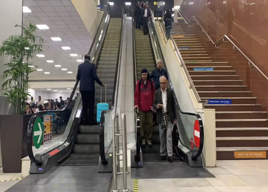 A timelapse shot of a people at the New Delhi, Airport