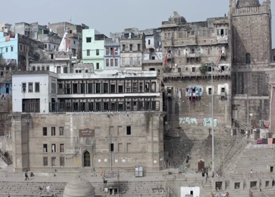 An Aerial shot of Balaji Ghat at Varansi,Banaras, Uttar Pradesh,India